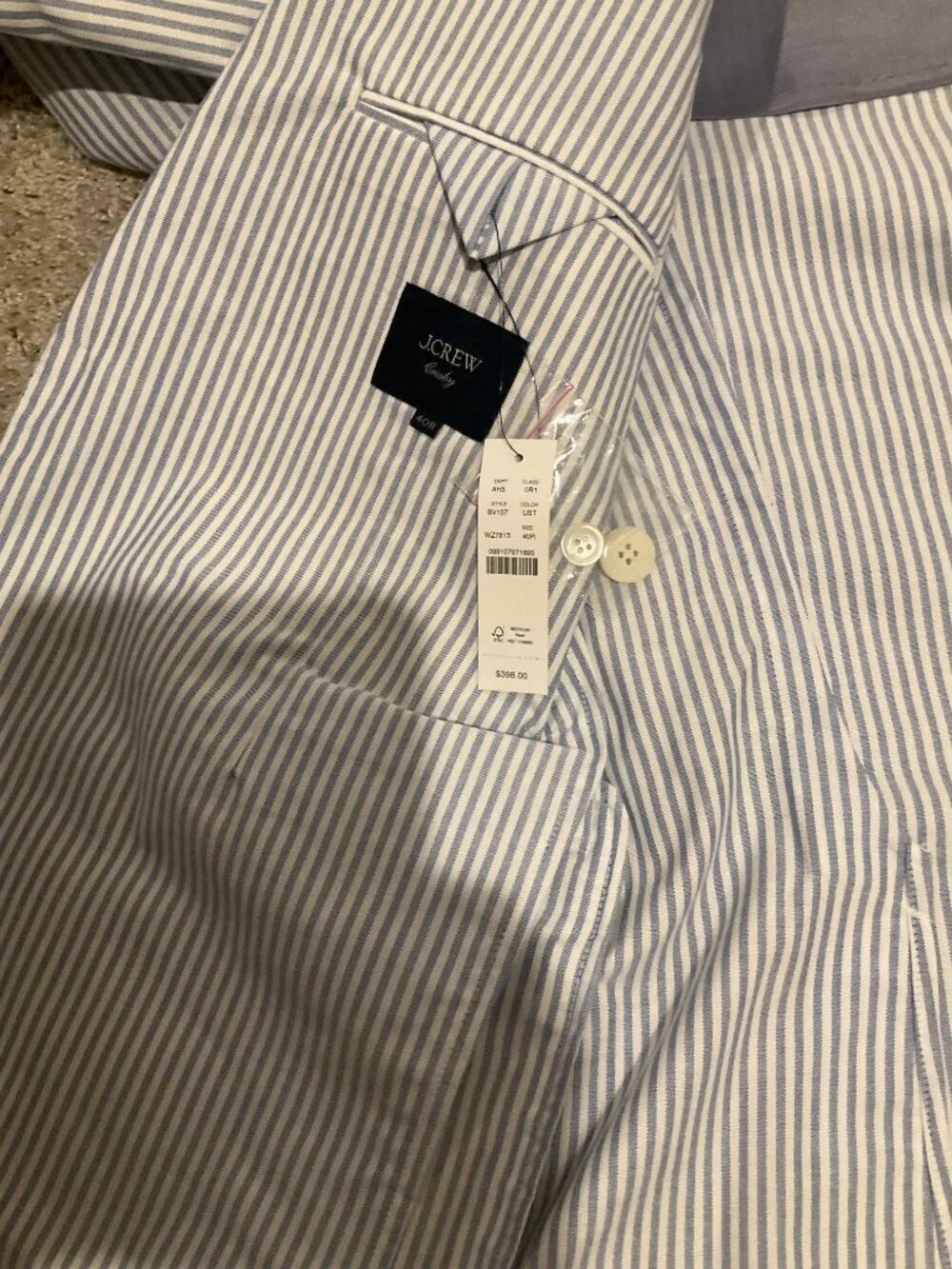J.CREW crosby classic-fit suit jacket in portuguese cotton oxford. SIZE: 40/REGU
